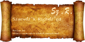 Szarvák Richárd névjegykártya